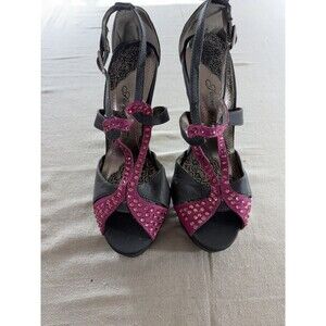 Society 86 Gray and Pink Rhinestone Stiletos - Size 7